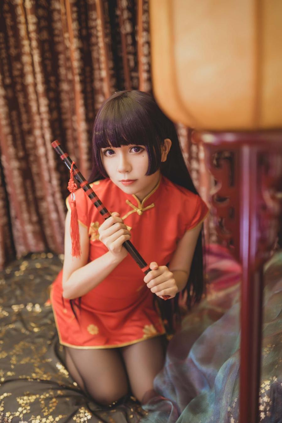 yoko宅夏cos白色丝质连衣裙，此作品绝对是巅峰之作